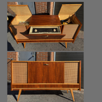 REFINISHED Mid Century Modern Walnut Radio Stereo Record Player Console 56