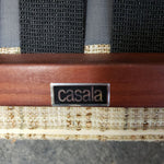 SALE***Set of 2 RESTORED REUPHOLSTERED MCM High Back Lounge Chairs by Casala in Maharam Paul Smith stripe 10