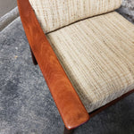 SALE***Set of 2 RESTORED REUPHOLSTERED MCM High Back Lounge Chairs by Casala in Maharam Paul Smith stripe 9