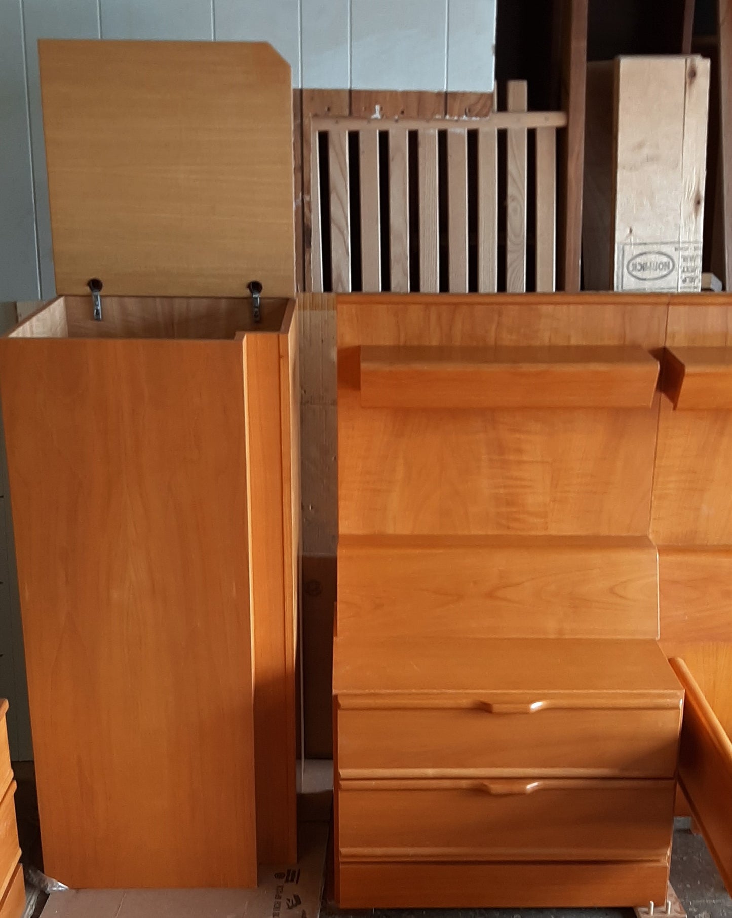 RESTORED MCM bedroom set:  platform bed w nighstands, slats & matresses and dressers, made in Germany, perfect