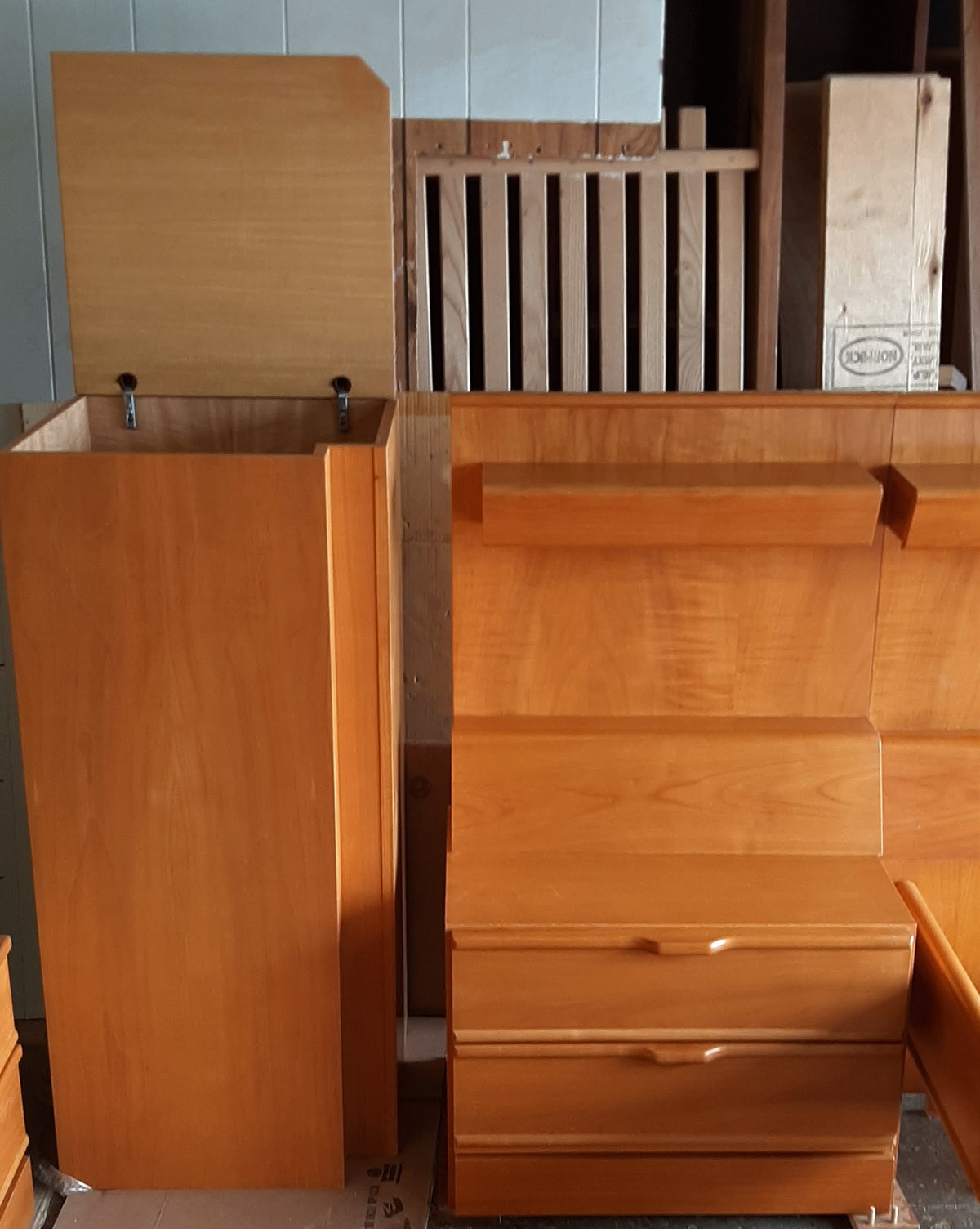 RESTORED MCM bedroom set:  platform bed w nighstands, slats & matresses and dressers, made in Germany, perfect