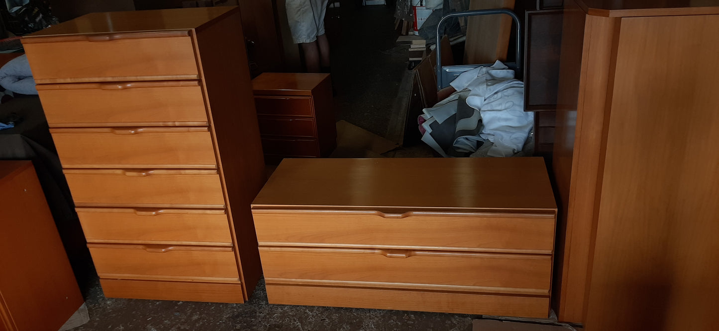 RESTORED MCM bedroom set:  platform bed w nighstands, slats & matresses and dressers, made in Germany, perfect