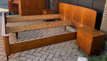 RESTORED Mid Century Modern Platform Bed & 2 nightstands, Mint 7