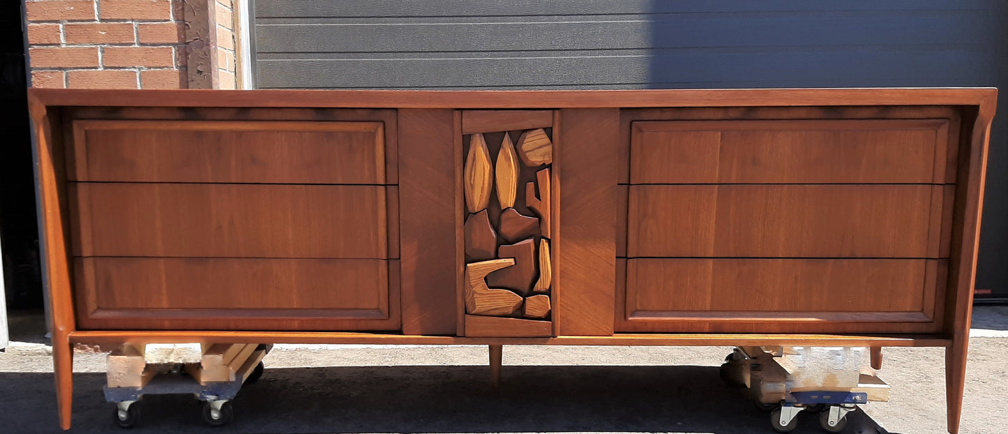 REFINISHED MCM Walnut Brutalist Walnut Dresser Credenza 84" PERFECT