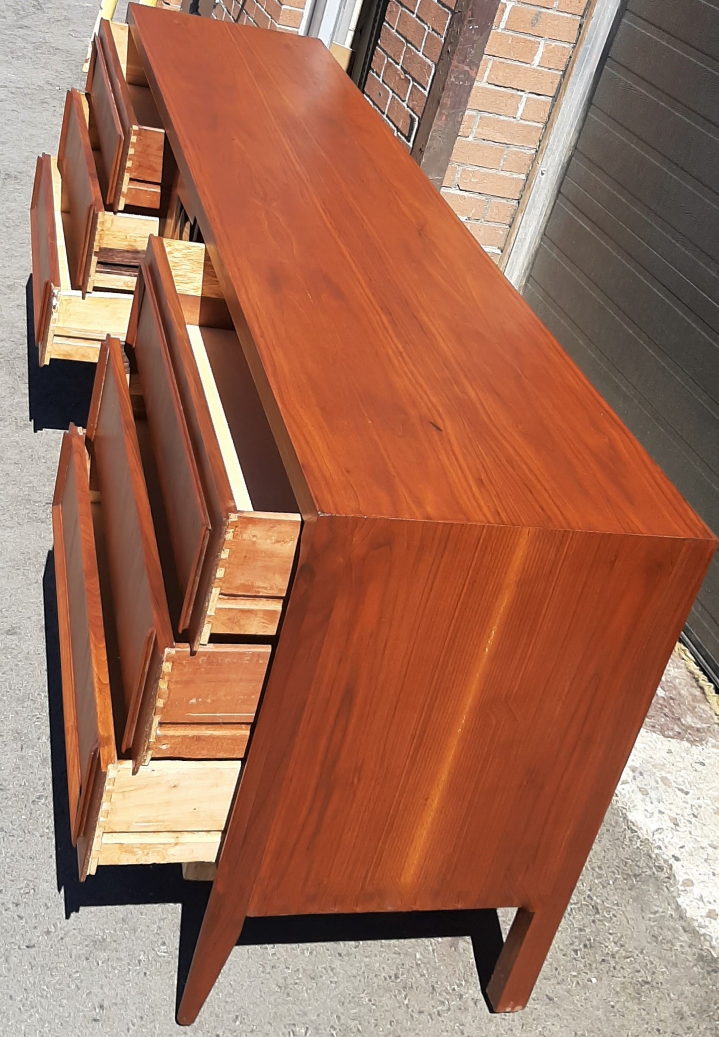 REFINISHED MCM Walnut Brutalist Walnut Dresser Credenza 84" PERFECT