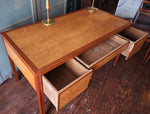 REFINISHED Mid Century Modern Burl & Teak Desk with Finished Back 10