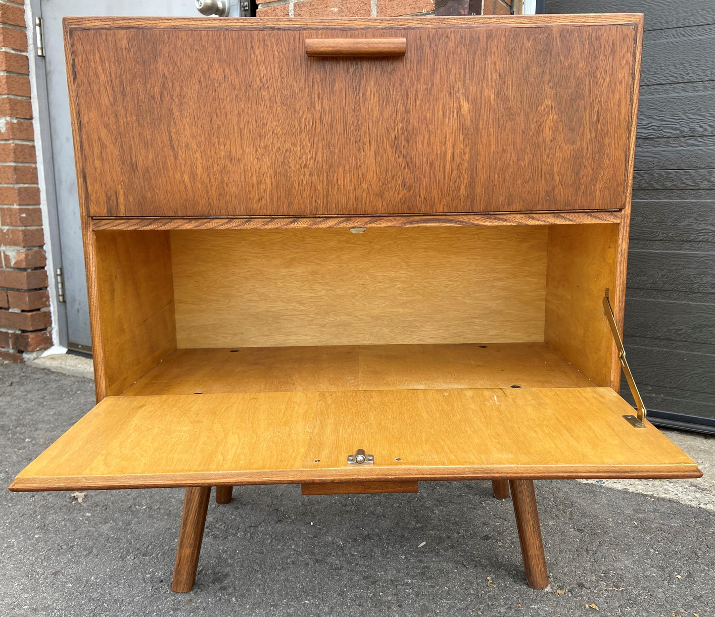 REFINISHED Mid Century Modern 2 door cabinet, made in Switzerland, 30"