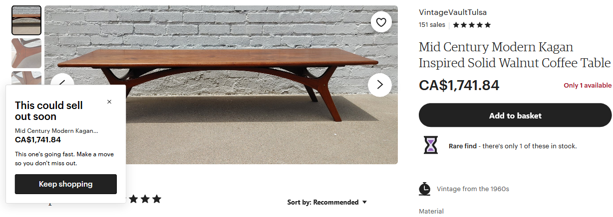 REFINISHED MCM Coffee Table in style of A.Pearsall and V.Kagan, PERFECT