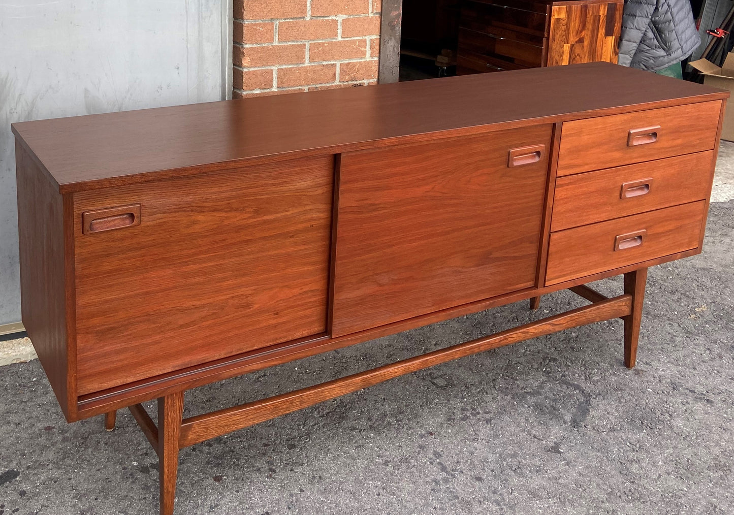 REFINISHED Mid Century Modern Sideboard Credenza Narrow 70.5"