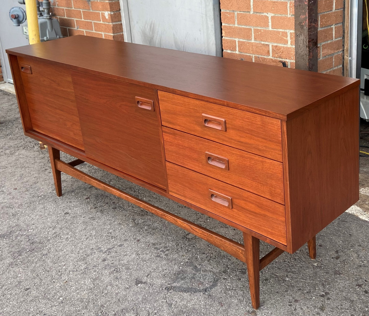 REFINISHED Mid Century Modern Sideboard Credenza Narrow 70.5"