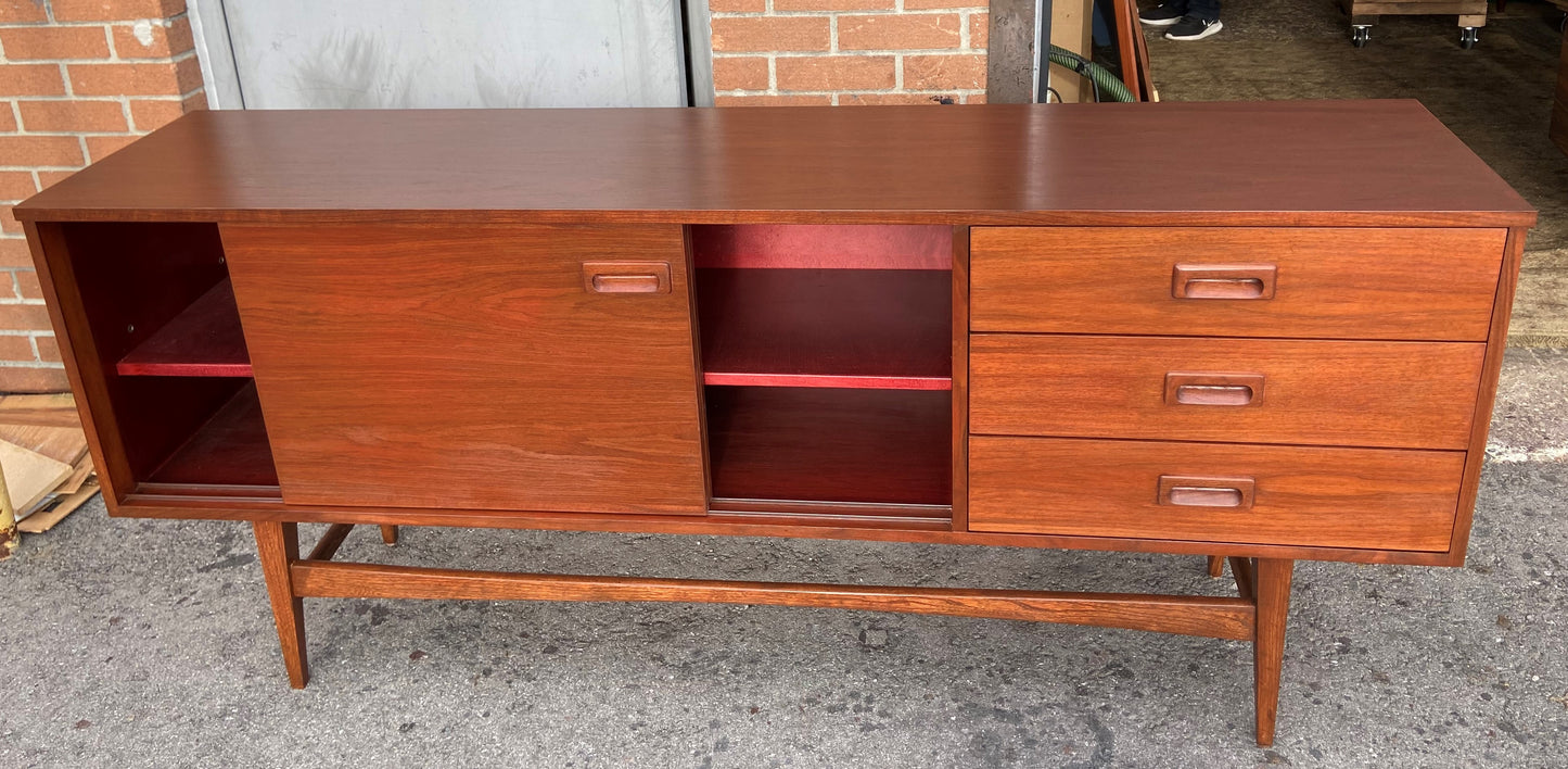 REFINISHED Mid Century Modern Sideboard Credenza Narrow 70.5"