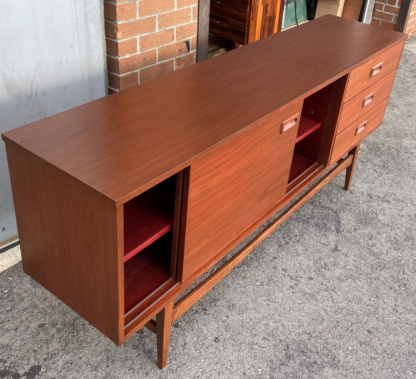 REFINISHED Mid Century Modern Sideboard Credenza Narrow 70.5"