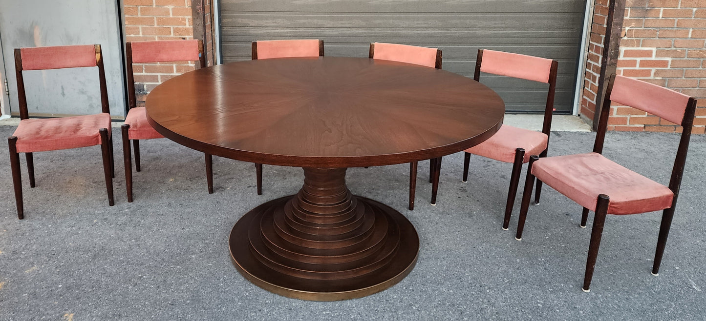 Mid-Century Modern Circular Dining Table D 60" by Carlo De Carli, Italy