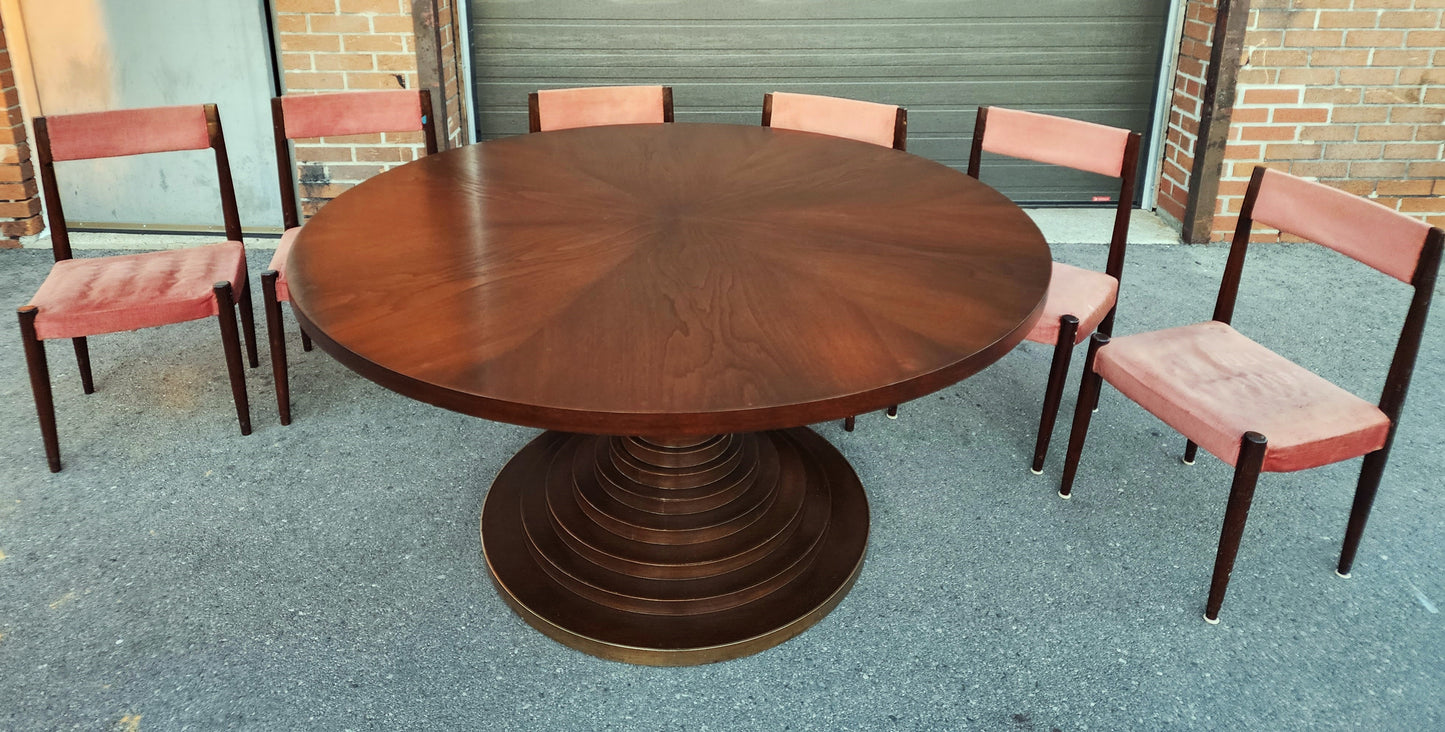 Mid-Century Modern Circular Dining Table D 60" by Carlo De Carli, Italy