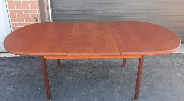 REFINISHED MCM Teak Table Oval Self-Storing w Butterfly Leaf 60"-80.5" - Mid Century Modern Toronto