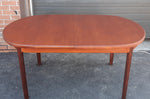 REFINISHED MCM Teak Table Oval Self-Storing w Butterfly Leaf 60