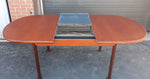 REFINISHED MCM Teak Table Oval Self-Storing w Butterfly Leaf 60