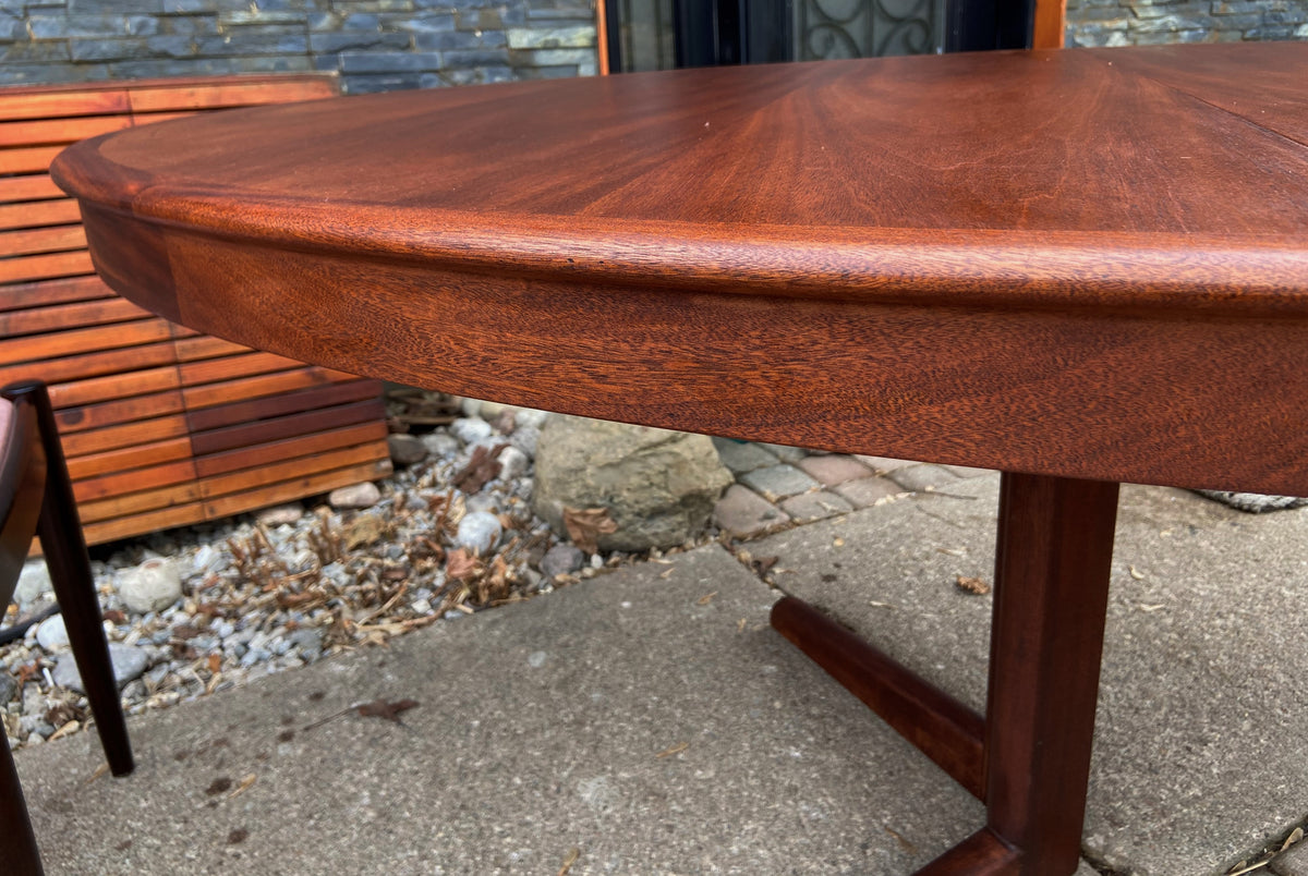 REFINISHED Danish MCM Mahogany Dining Table w 2 Leaves 65