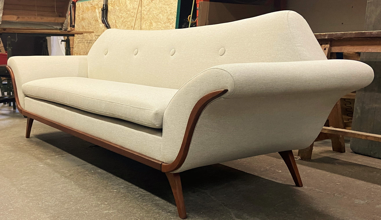 REFINISHED REUPHOLSTERED in Maharam MCM Gondola Sofa & Armchair by L. Tiengo, Perfect