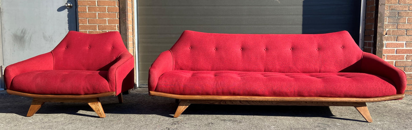 RESTORED Mid Century Modern A. Pearsall Style Gondola Sofa & Lounge Chair