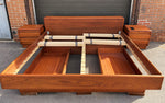 REFINISHED King MCM Teak Bed w Storage & 2 Night Stands, PERFECT, built for a few generations 2