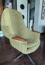 Mid Century Modern  Swivel Wingback Chair with Teak Paws Large will be REUPHOLSTERED 3