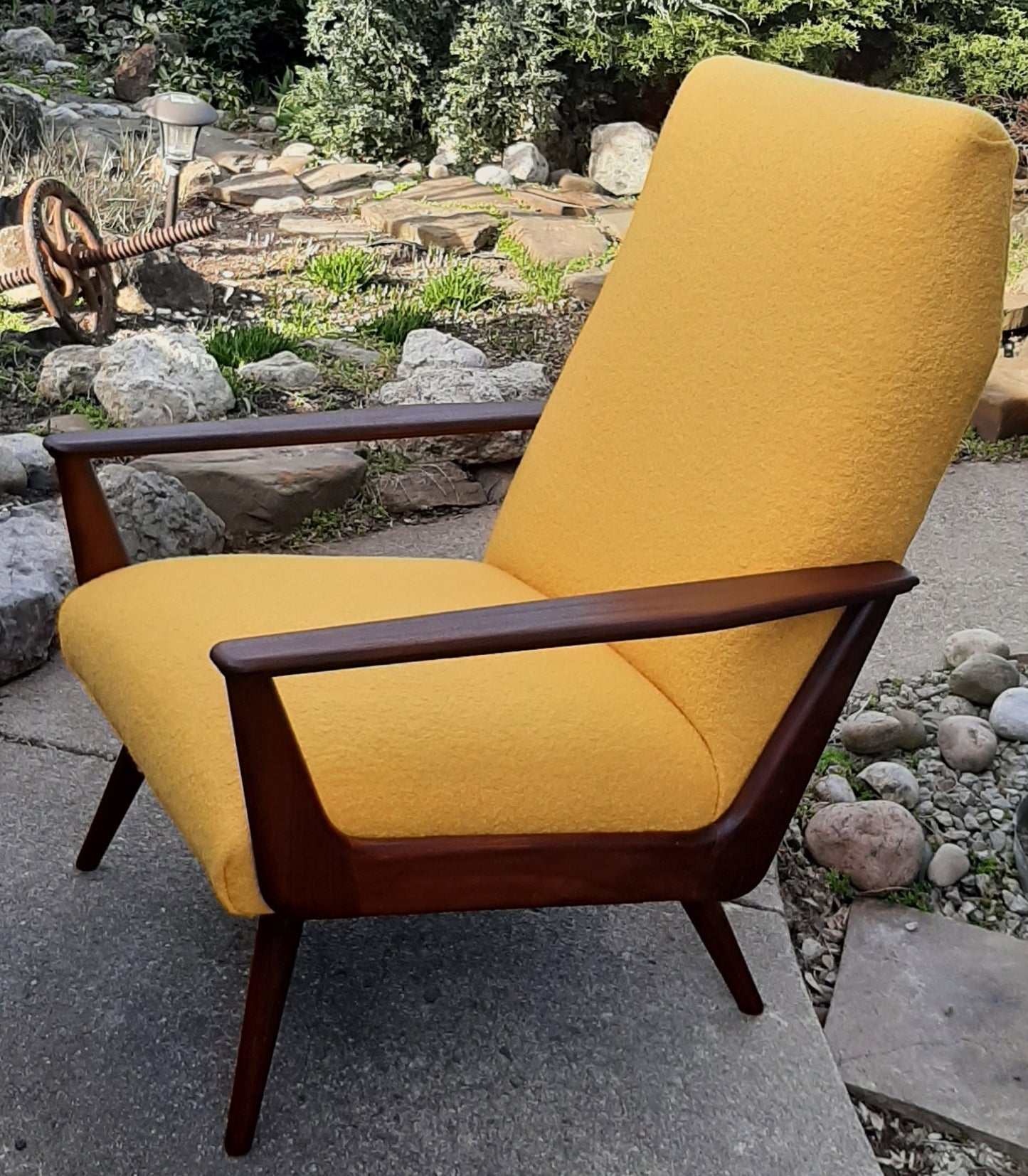 REFINISHED REUPHOLSTERED Danish Mid-Century Modern Teak Lounge Chair