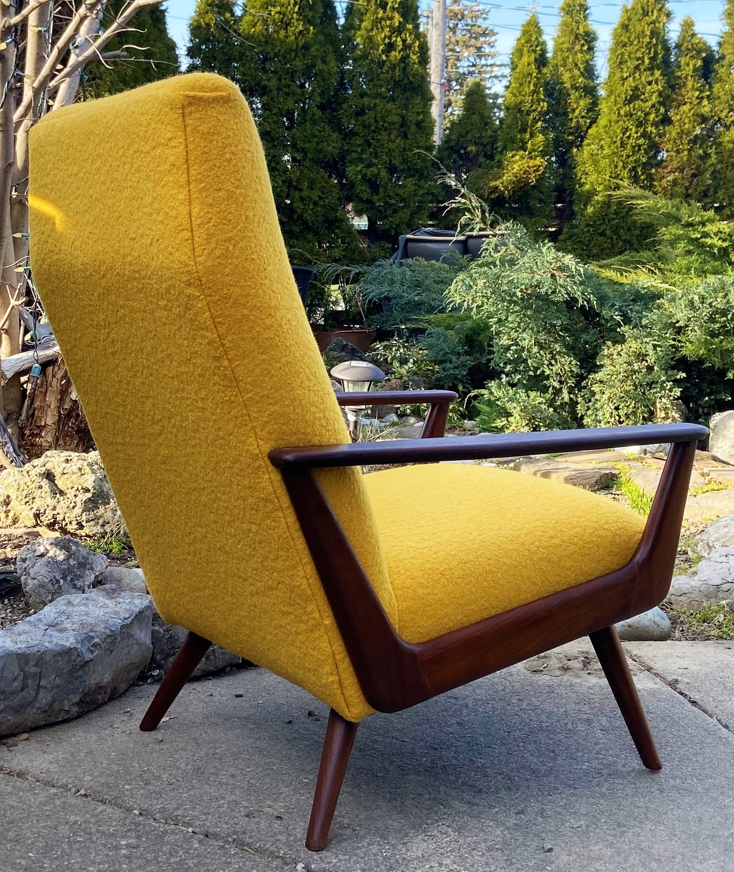 REFINISHED REUPHOLSTERED Danish Mid-Century Modern Teak Lounge Chair