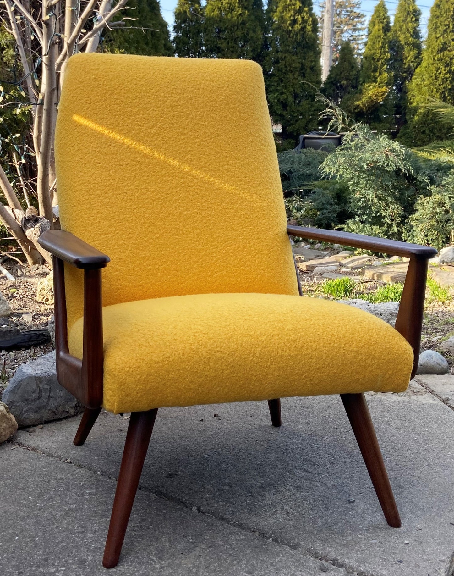 REFINISHED REUPHOLSTERED Danish Mid-Century Modern Teak Lounge Chair