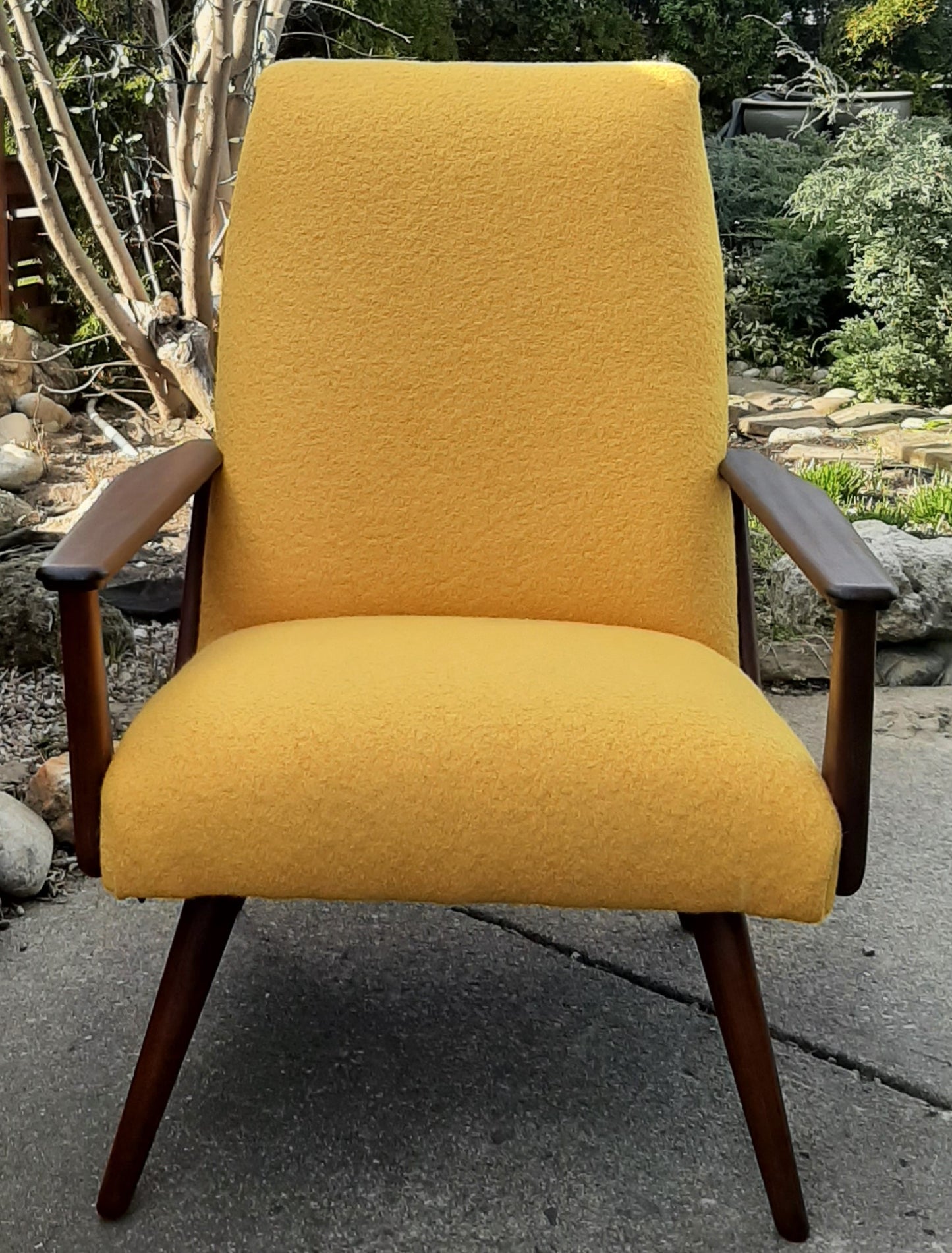 REFINISHED REUPHOLSTERED Danish Mid-Century Modern Teak Lounge Chair