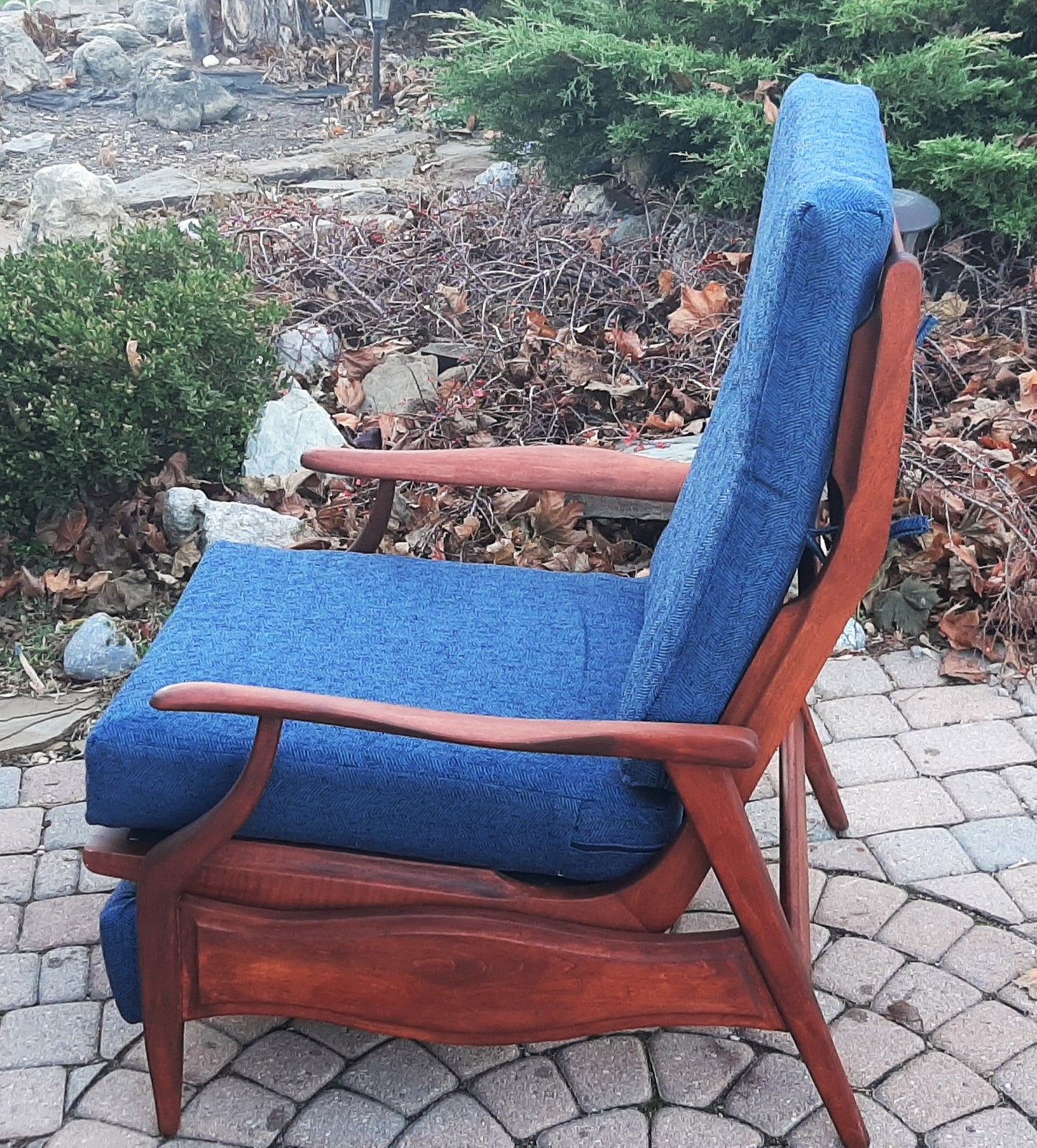 REFINISHED REUPHOLSTERED MCM High Back Lounge Chair Reclining, PERFECT