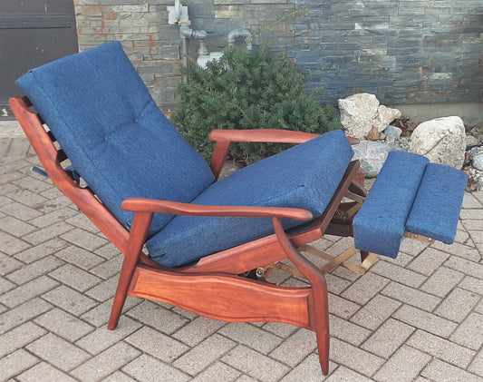 REFINISHED REUPHOLSTERED MCM High Back Lounge Chair Reclining, PERFECT