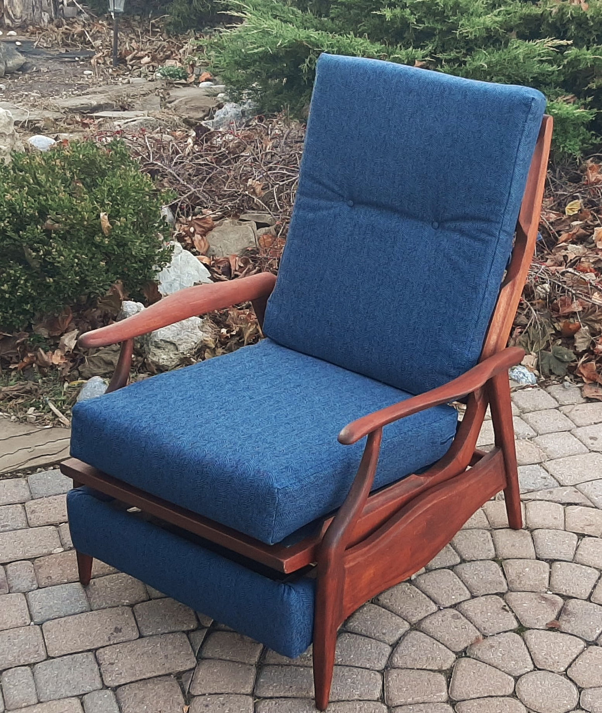 REFINISHED REUPHOLSTERED MCM High Back Lounge Chair Reclining, PERFECT