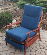 REFINISHED REUPHOLSTERED MCM High Back Lounge Chair Reclining, PERFECT 7