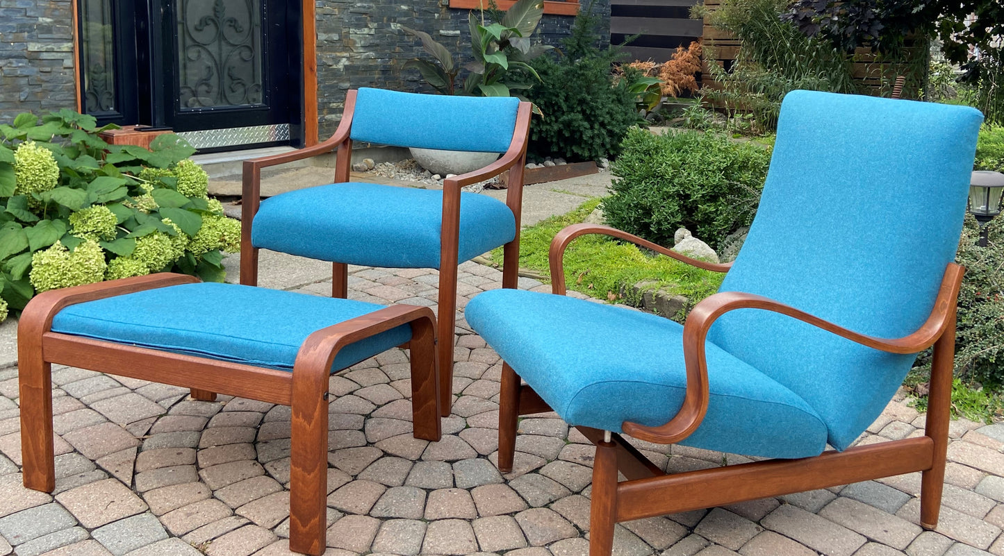 REFINISHED REUPHOLSTERED Rare MCM Lounge Chair by J.Kuypers for Imperial, Ottoman & Accent Chair