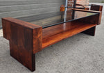 RESTORED Mid Century Modern Rosewood Coffee Table w Storage & Glass Top 2
