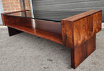 RESTORED Mid Century Modern Rosewood Coffee Table w Storage & Glass Top 3