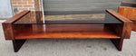 RESTORED Mid Century Modern Rosewood Coffee Table w Storage & Glass Top 5
