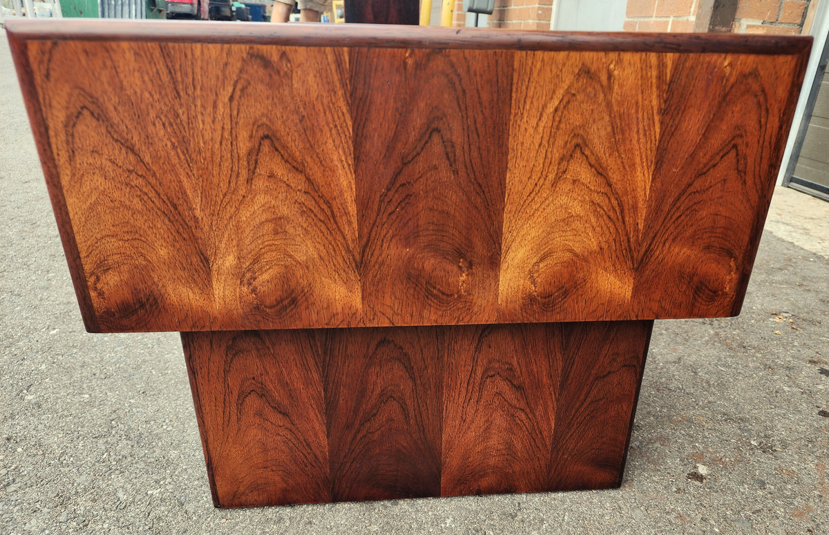 RESTORED Mid Century Modern Rosewood Coffee Table w Storage & Glass Top