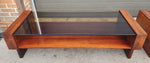 RESTORED Mid Century Modern Rosewood Coffee Table w Storage & Glass Top 7