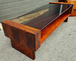RESTORED Mid Century Modern Rosewood Coffee Table w Storage & Glass Top 8