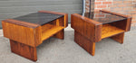 2 RESTORED Mid Century Modern Rosewood End Tables w Storage &  Glass Top 1