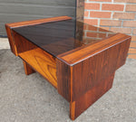 2 RESTORED Mid Century Modern Rosewood End Tables w Storage &  Glass Top 4