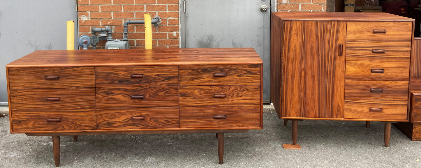 REFINISHED MCM Rosewood Dresser, Highboy & Queen Bed w Nightstands PERFECT