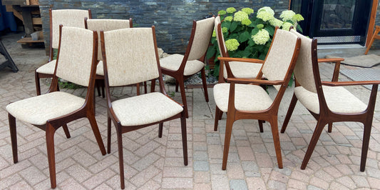 REFINISHED 8 Rosewood Danish Mid Century Modern Chairs by Kai Kristiansen, PERFECT