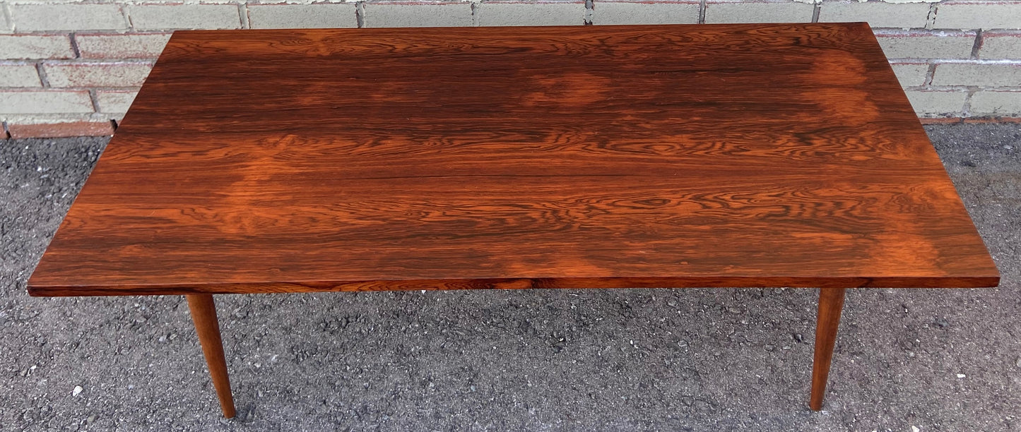REFINISHED Mid Century Modern Rosewood Coffee Table 48 x 22