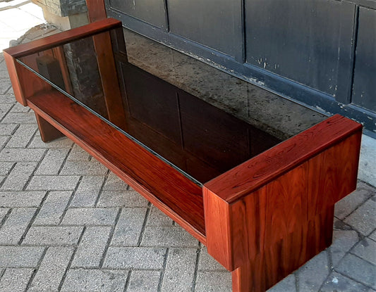 RESTORED MCM Rosewood Coffee Table with tinted glass top, perfect