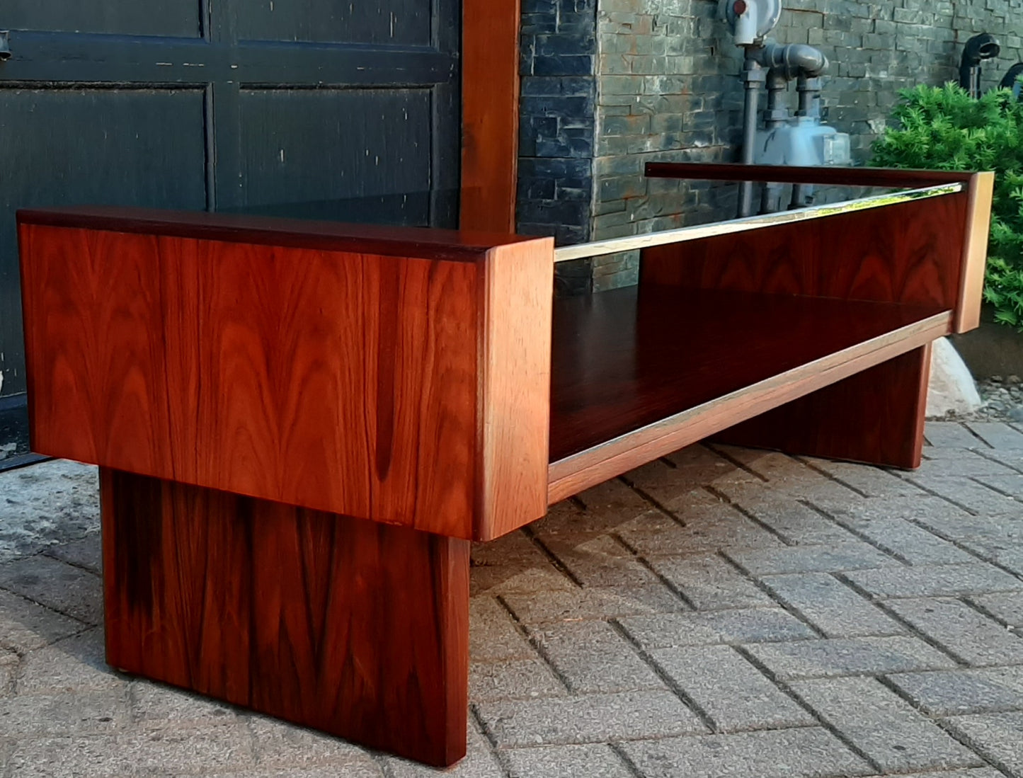 RESTORED MCM Rosewood Coffee Table with tinted glass top