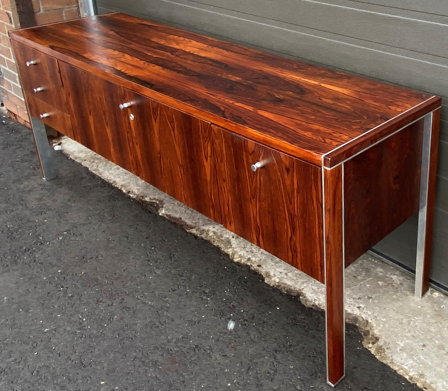 REFINISHED MCM rosewood credenza by Herman Miller for Biltrite w finished back