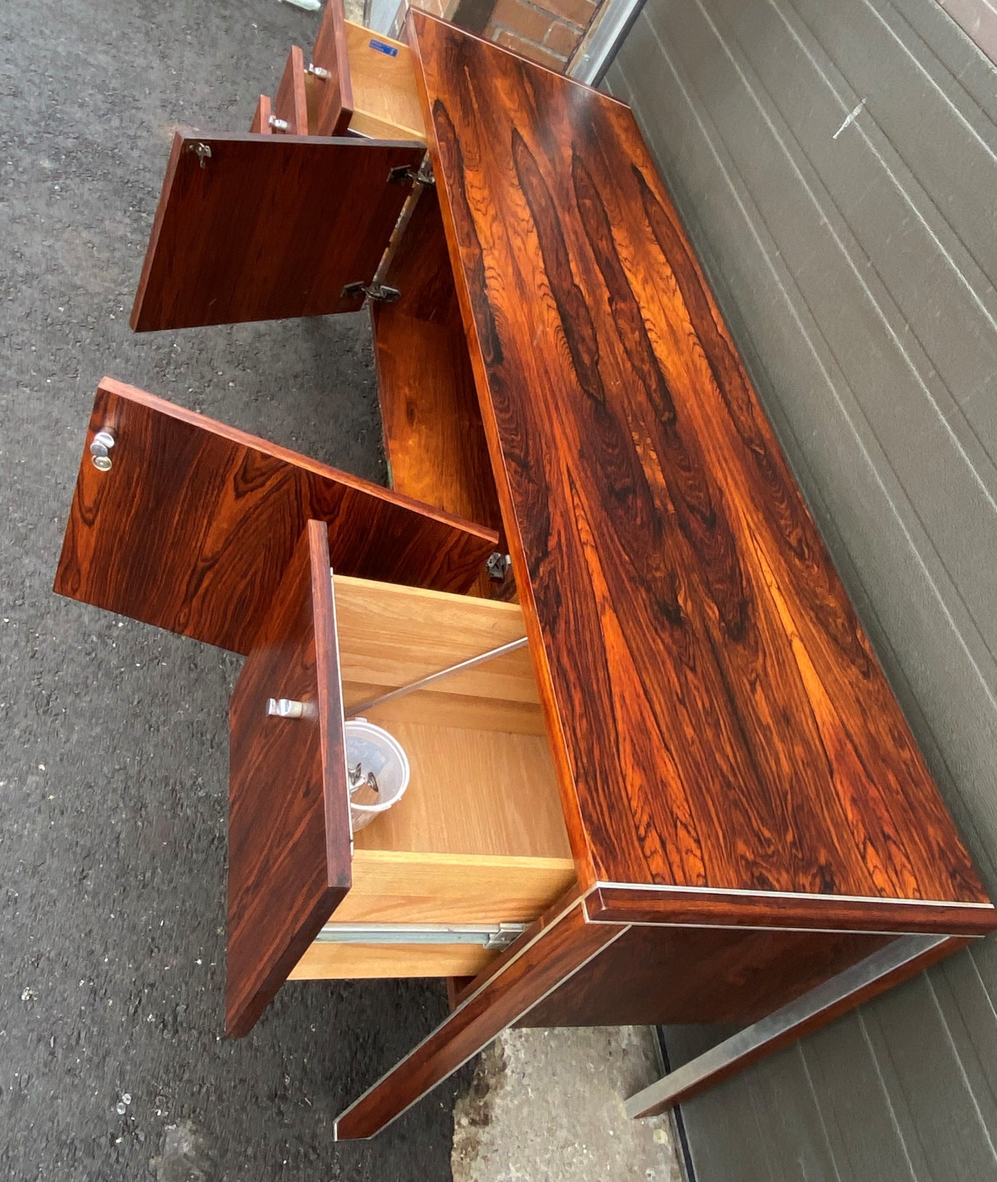 REFINISHED MCM rosewood credenza by Herman Miller for Biltrite w finished back